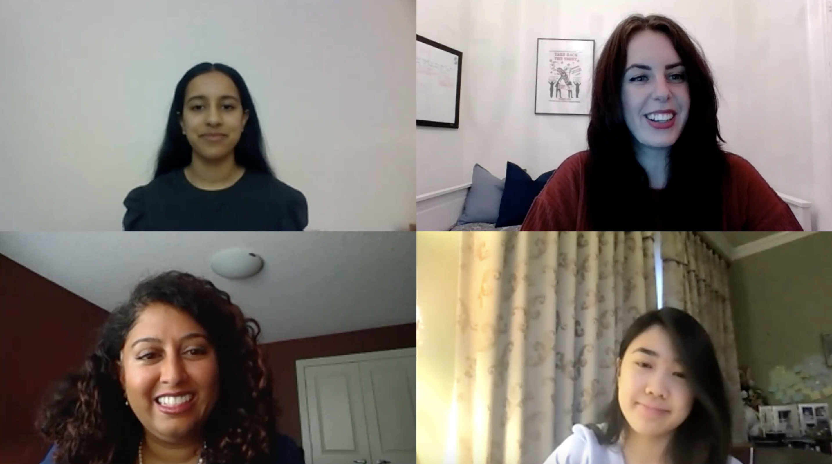 happy women on video chat